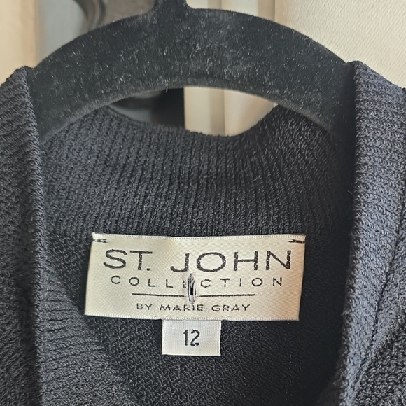 St. John Elegant Black Zip Military Cardigan Coat with Gold  Size 12 - Picture 2 of 16